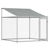 Gabbia Cani con Tetto e Porta Grigia 10x2x2 m Acciaio Zincato