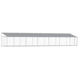 Gabbia Cani con Tetto e Porta Grigia 12x2x2 m Acciaio Zincato