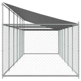 Gabbia Cani con Tetto e Porta Grigia 12x2x2 m Acciaio Zincato