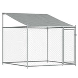 Gabbia Cani con Tetto e Porta Grigia 12x2x2 m Acciaio Zincato
