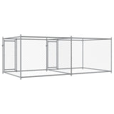 Gabbia per Cani con Porte Grigia 4x2x1,5 m in Acciaio Zincato