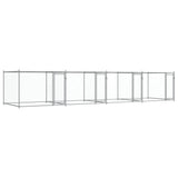 Gabbia per Cani con Porte Grigia 8x2x1,5 m in Acciaio Zincato