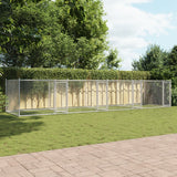 Gabbia per Cani con Porte Grigia 8x2x1,5 m in Acciaio Zincato