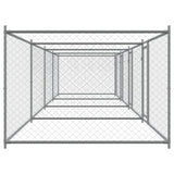 Gabbia per Cani con Porte Grigia 8x2x1,5 m in Acciaio Zincato