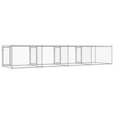Gabbia per Cani con Porte Grigia 8x2x1,5 m in Acciaio Zincato