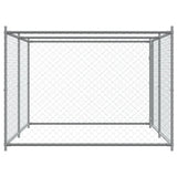 Gabbia per Cani con Porta Grigia 4x2x1,5 m in Acciaio Zincato