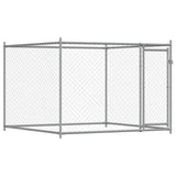 Gabbia per Cani con Porta Grigia 4x2x1,5 m in Acciaio Zincato