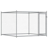 Gabbia per Cani con Porta Grigia 8x2x1,5 m in Acciaio Zincato