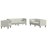 Set Divani Chesterfield 3pz con Cuscini Crema Velluto