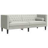 Set Divani Chesterfield 3pz con Cuscini Crema Velluto