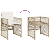 Set da Pranzo da Giardino 11 pz con Cuscini Beige in Polyrattan