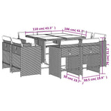 Set da Pranzo da Giardino 9 pz con Cuscini Nero in Polyrattan