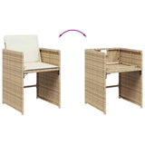 Set da Pranzo da Giardino 15 pz con Cuscini Beige in Polyrattan