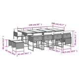 Set da Pranzo da Giardino 13 pz con Cuscini Beige in Polyrattan