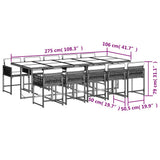 Set da Pranzo da Giardino 11 pz con Cuscini Beige in Polyrattan