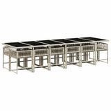 Set da Pranzo da Giardino 13pz con Cuscini Grigio in Polyrattan