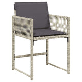 Set da Pranzo da Giardino 13pz con Cuscini Grigio in Polyrattan
