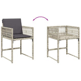 Set da Pranzo da Giardino 13pz con Cuscini Grigio in Polyrattan