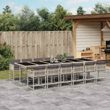 Set da Pranzo da Giardino 13pz con Cuscini Grigio in Polyrattan