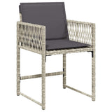 Set Pranzo da Giardino 9pz con Cuscini Grigio Chiaro Polyrattan