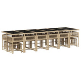 Set Pranzo da Giardino 17 pz con Cuscini Beige Misto Polyrattan