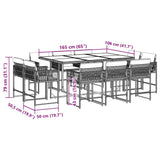 Set da Pranzo da Giardino 11 pz con Cuscini in Polyrattan Nero