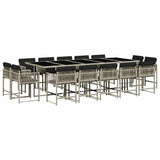 Set da Pranzo da Giardino 15 pz con Cuscini Grigio Polyrattan