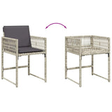 Set da Pranzo da Giardino 15 pz con Cuscini Grigio Polyrattan