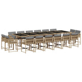 Set Pranzo da Giardino 17 pz con Cuscini Beige Misto Polyrattan