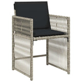 Set Pranzo da Giardino 9pz con Cuscini Grigio Chiaro Polyrattan