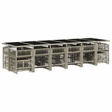Set da Pranzo da Giardino 17pz con Cuscini Grigio in Polyrattan