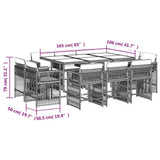 Set da Pranzo da Giardino 11 pz con Cuscini Beige in Polyrattan