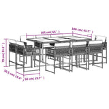 Set Pranzo Giardino 11pz con Cuscini Grigio Chiaro Polyrattan