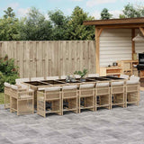 Set da Pranzo da Giardino 17 pz con Cuscini Beige in Polyrattan
