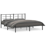 Giroletto con Testiera in Metallo Nero 183x213 cm