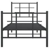 Giroletto con Testiera e Pediera Metallo Nero 75x190 cm