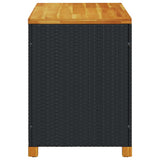 Contenitore Giardino Nero 110x55x63cm Polyrattan e Legno Acacia