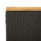 Contenitore Giardino Nero 110x55x63cm Polyrattan e Legno Acacia