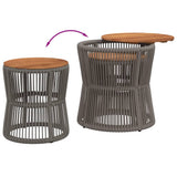 Tavolini da Giardino 2pz con Piano in Legno Grigi in Polyrattan