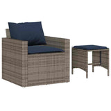 Set Divani da Giardino 4 pz con Cuscini in Polyrattan Grigio