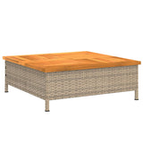 Copertura Base Ombrellone Beige 70x70x25 cm Polyrattan e Acacia