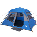 Tenda Campeggio 6 Persone Blu Rilascio Rapido Impermeabile