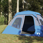 Tenda Campeggio 6 Persone Blu Rilascio Rapido Impermeabile