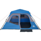 Tenda Campeggio 6 Persone Blu Rilascio Rapido Impermeabile