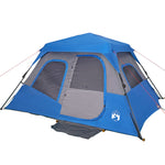 Tenda Campeggio 6 Persone Blu Rilascio Rapido Impermeabile