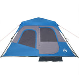 Tenda Campeggio 6 Persone Blu Rilascio Rapido Impermeabile