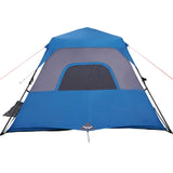 Tenda Campeggio 6 Persone Blu Rilascio Rapido Impermeabile