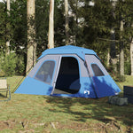 Tenda Campeggio 6 Persone Blu Rilascio Rapido Impermeabile