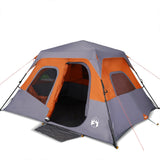 Tenda Campeggio 6 Persone Grigio e Arancione Impermeabile