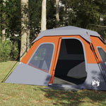 Tenda Campeggio 6 Persone Grigio e Arancione Impermeabile